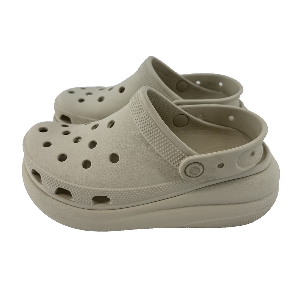 Crocs Classic Platform Clog Women 7 Beige Khaki Slip On Shoes